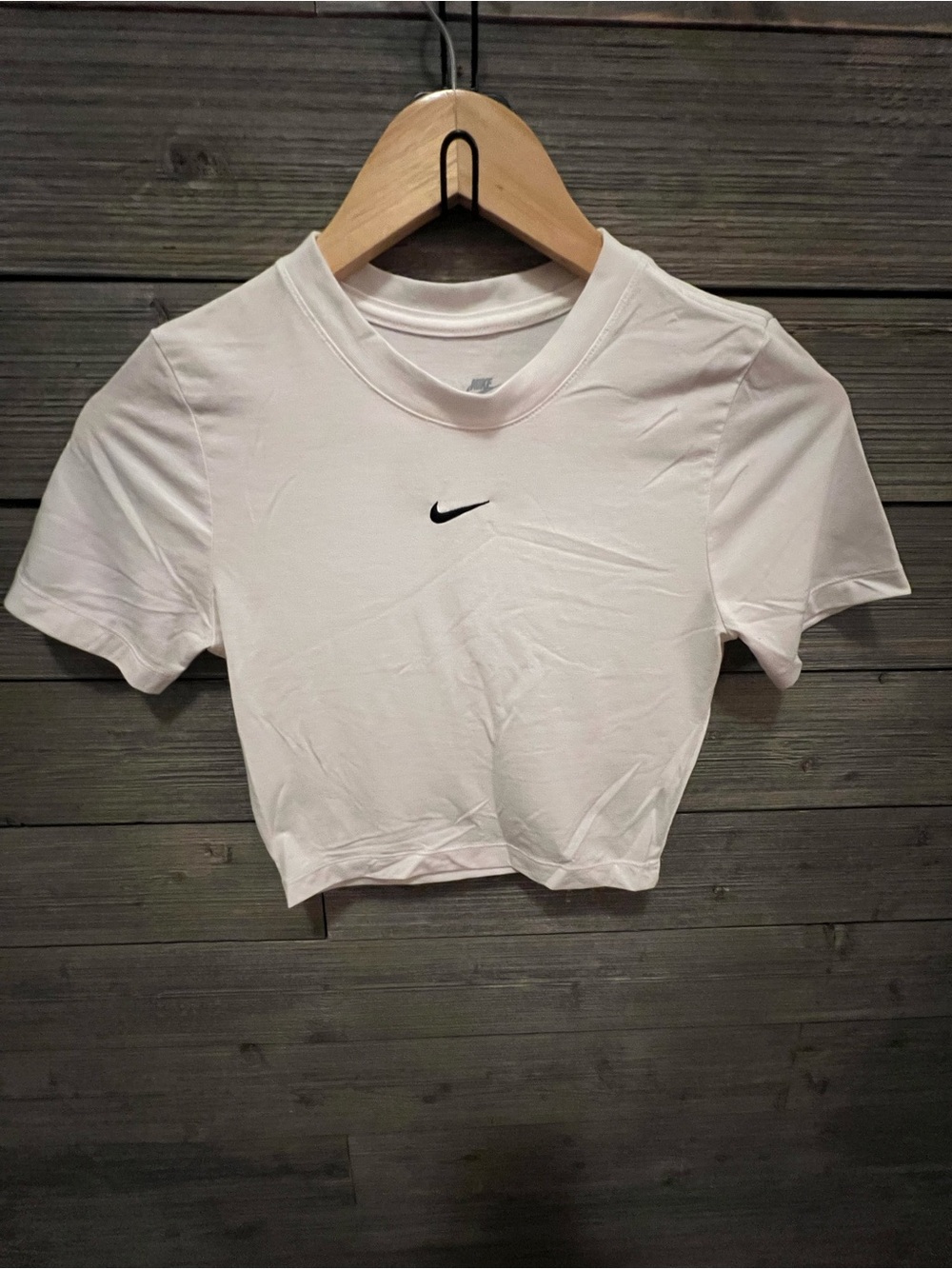 Nike White Cropped Swoosh Tee
